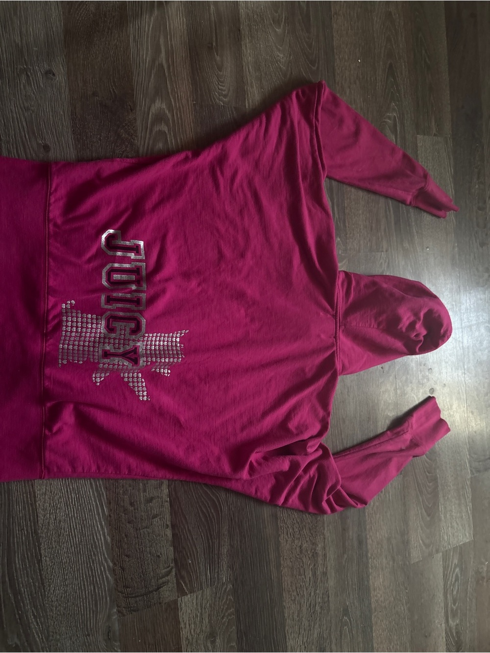 Juicy Couture Women’s' Magenta Hooded Sweatshirt with Rhinestone Logo